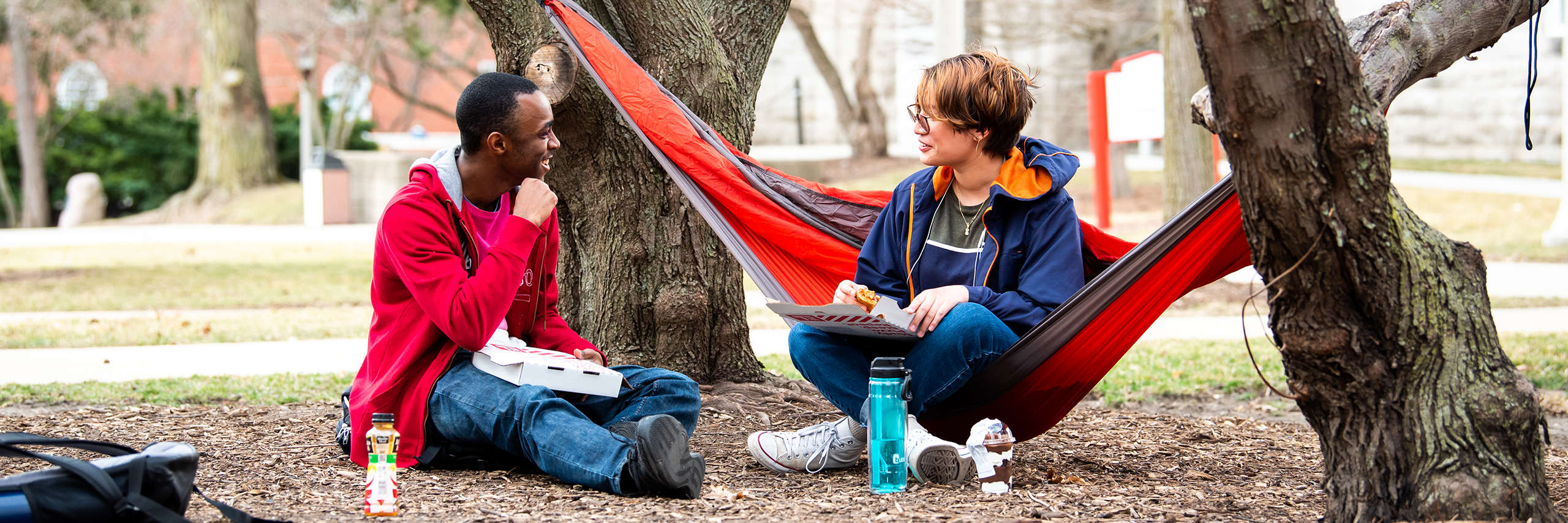 Students talking on the quad.